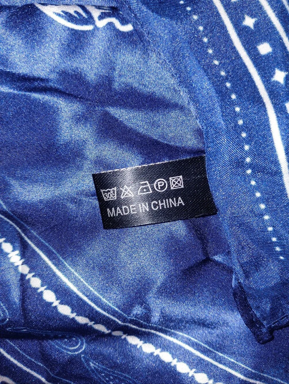 100% Silk Western Bucking Bull Bandana Scarf | Blue & White Wild Rag CC